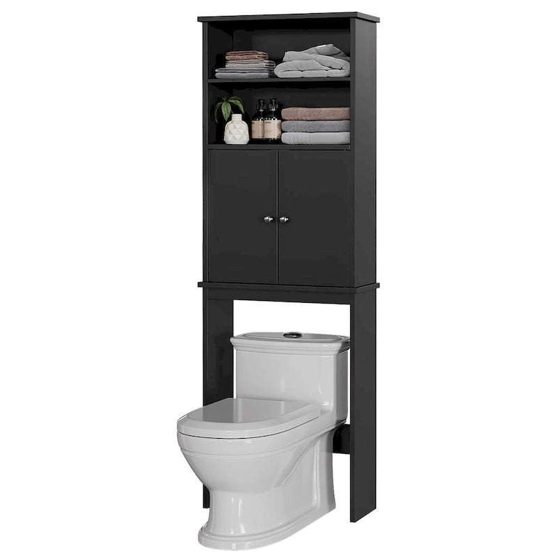 Meuble de rangement WC au-dessus des toilettes avec porte – Organiseur de salle de bain peu encombrant