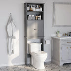 Meuble de rangement WC au-dessus des toilettes avec porte – Organiseur de salle de bain peu encombrant