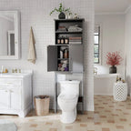Meuble de rangement WC au-dessus des toilettes avec porte – Organiseur de salle de bain peu encombrant