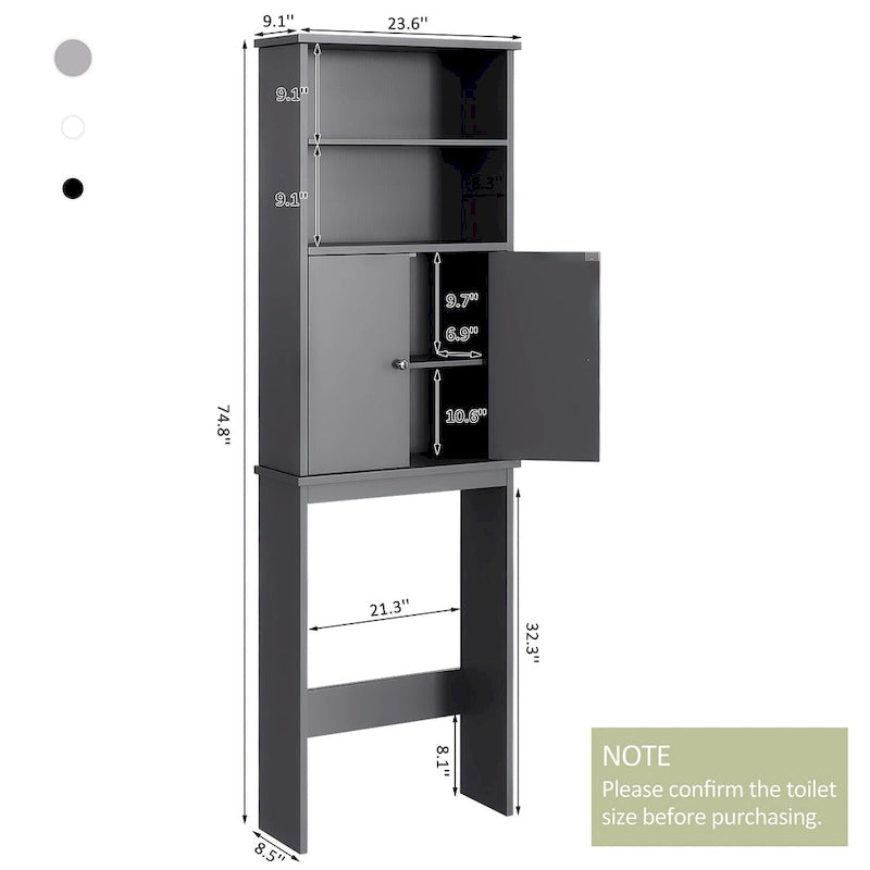 Meuble de rangement WC au-dessus des toilettes avec porte – Organiseur de salle de bain peu encombrant
