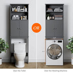 Meuble de rangement WC au-dessus des toilettes avec porte – Organiseur de salle de bain peu encombrant