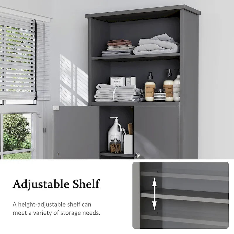 Meuble de rangement WC au-dessus des toilettes avec porte – Organiseur de salle de bain peu encombrant