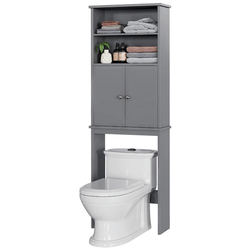 Meuble de rangement WC au-dessus des toilettes avec porte – Organiseur de salle de bain peu encombrant