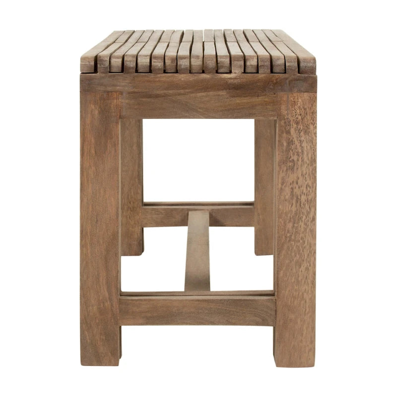 Banc extensible en manguier massif naturel – Dessus à lattes, s'étend jusqu'à 152 cm