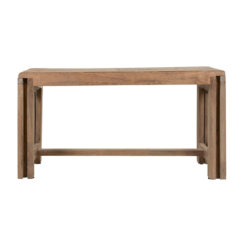 Banc extensible en manguier massif naturel – Dessus à lattes, s'étend jusqu'à 152 cm