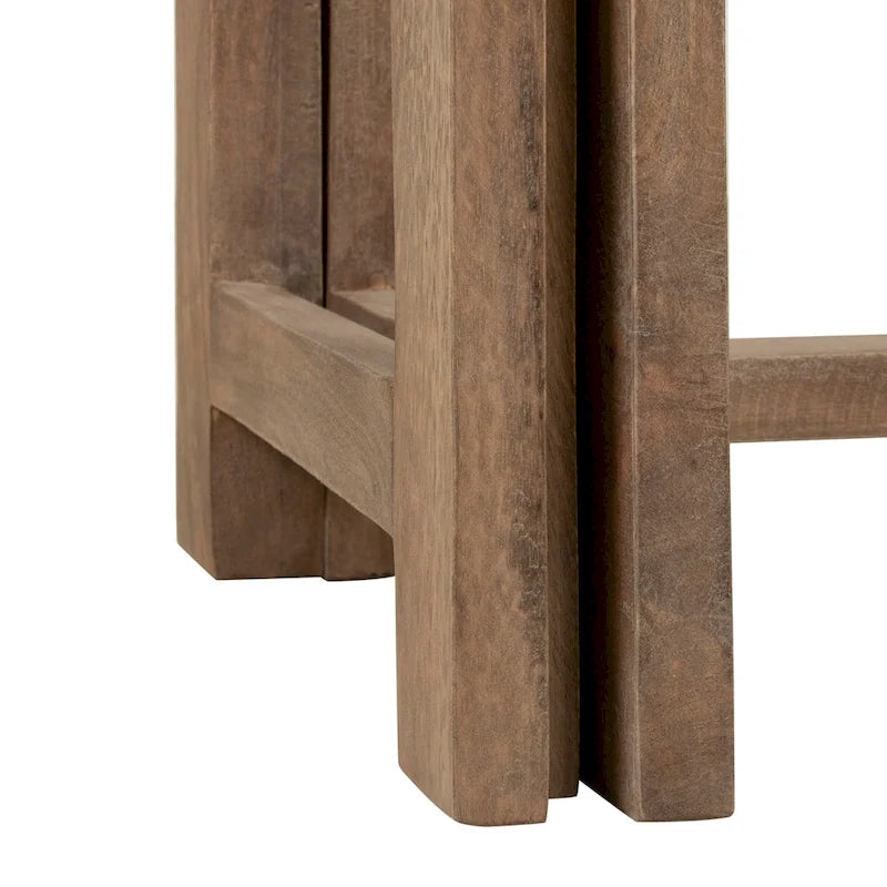 Banc extensible en manguier massif naturel – Dessus à lattes, s'étend jusqu'à 152 cm
