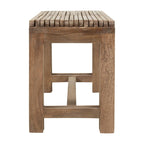 Banc extensible en manguier massif naturel – Dessus à lattes, s'étend jusqu'à 152 cm