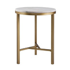 Table d'appoint Mid-Century Moderne en marbre ivoire et or