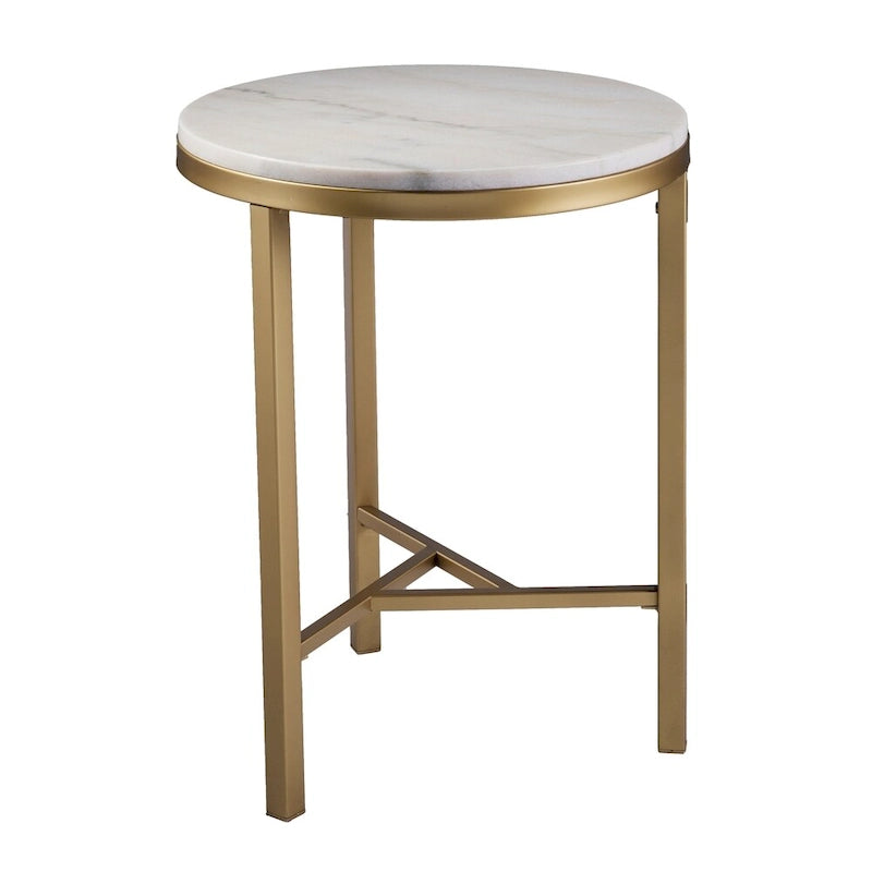 Table d'appoint Mid-Century Moderne en marbre ivoire et or