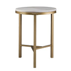 Table d'appoint Mid-Century Moderne en marbre ivoire et or