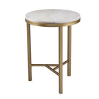 Table d'appoint Mid-Century Moderne en marbre ivoire et or