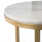 Table d'appoint Mid-Century Moderne en marbre ivoire et or