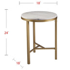 Table d'appoint Mid-Century Moderne en marbre ivoire et or