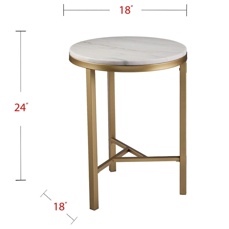 Table d'appoint Mid-Century Moderne en marbre ivoire et or