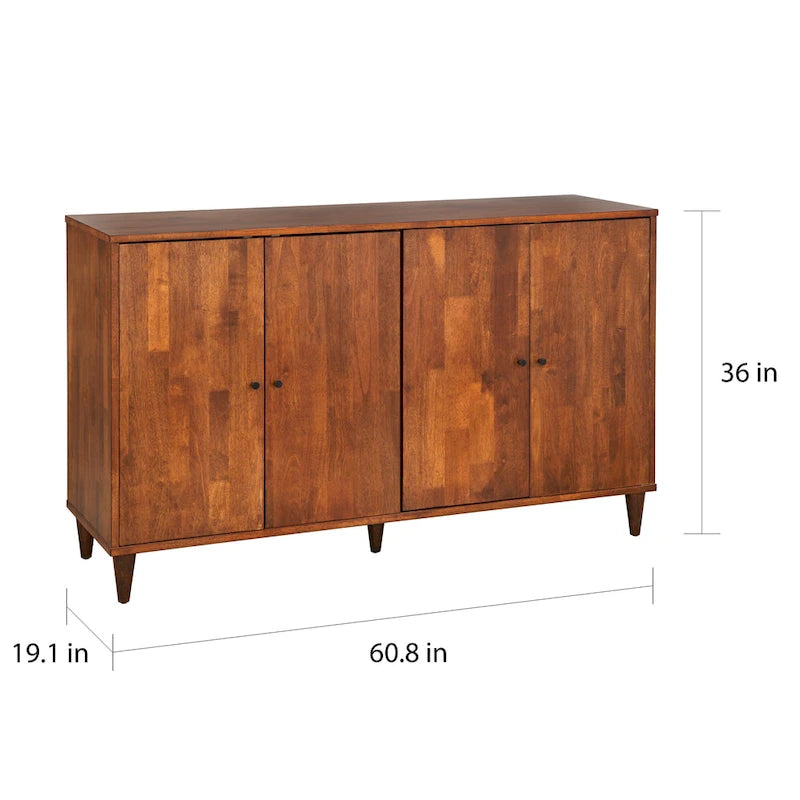 Buffet en bois massif – Meuble de rangement de salle à manger moderne du milieu du siècle