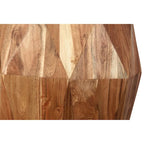Table d'appoint artisanale de 22 pouces, bois d'acacia massif multifacette, plateau octogonal, marron naturel