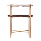 Table d'appoint ronde moderne Aldea – Dessus en faux marbre et étagère en bois