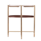 Table d'appoint ronde moderne Aldea – Dessus en faux marbre et étagère en bois