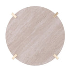 Table d'appoint ronde moderne Aldea – Dessus en faux marbre et étagère en bois