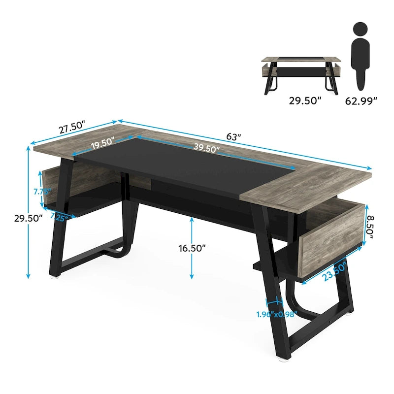 Bureau de direction avec étagère de rangement – Bureau d'écriture professionnel