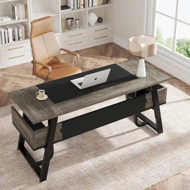 Bureau de direction avec étagère de rangement – Bureau d'écriture professionnel