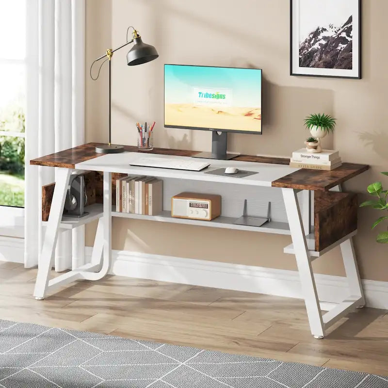 Bureau de direction avec étagère de rangement – Bureau d'écriture professionnel