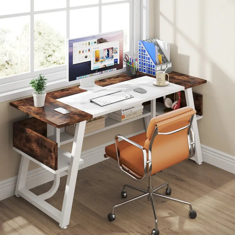 Bureau de direction avec étagère de rangement – Bureau d'écriture professionnel