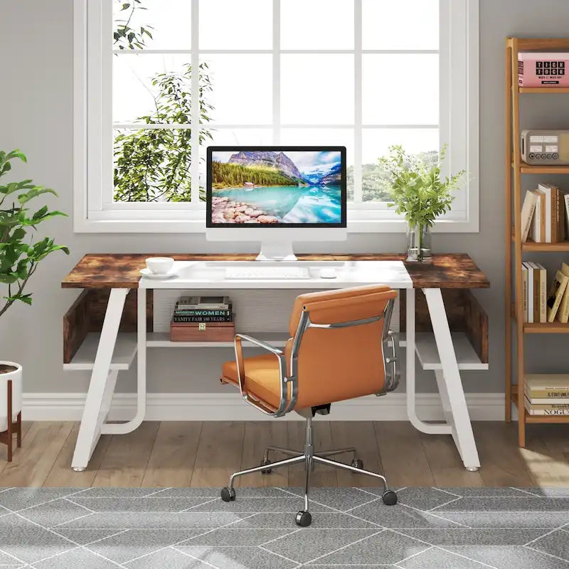 Bureau de direction avec étagère de rangement – Bureau d'écriture professionnel