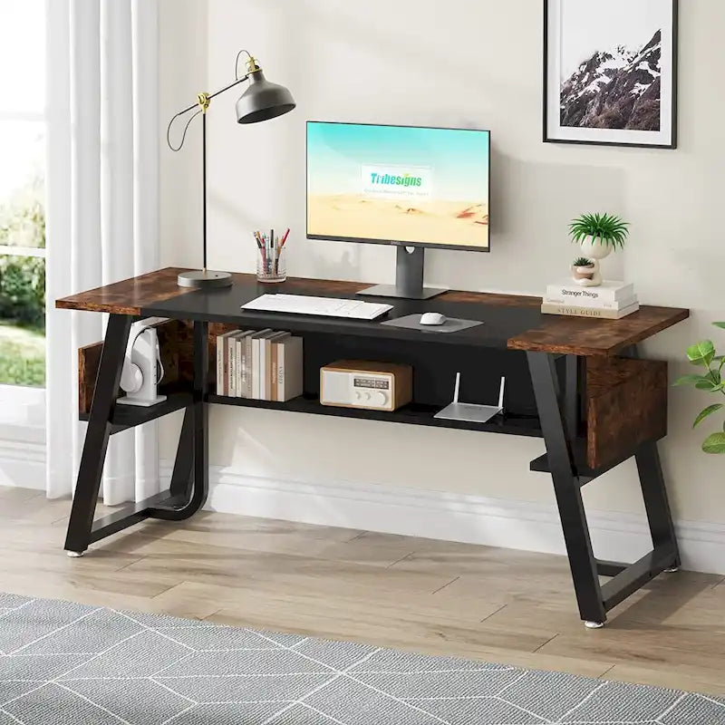 Bureau de direction avec étagère de rangement – Bureau d'écriture professionnel