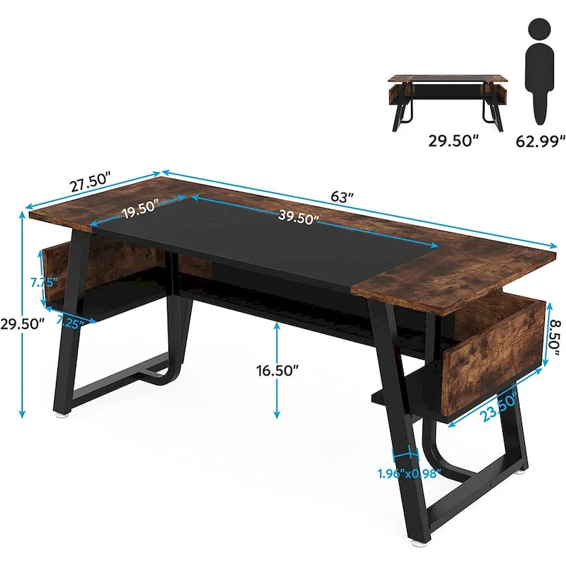 Bureau de direction avec étagère de rangement – Bureau d'écriture professionnel