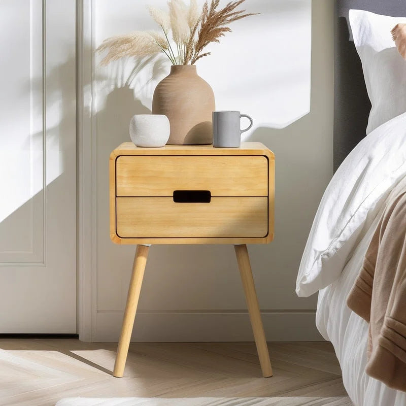 Tables de chevet en bois massif du milieu du siècle pour chambre à coucher