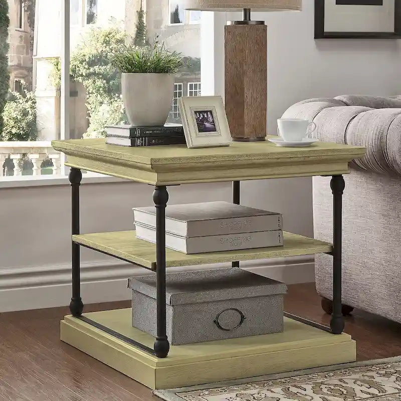 Table d'appoint Cornice Accent avec rangement – Table d'appoint rustique en bois