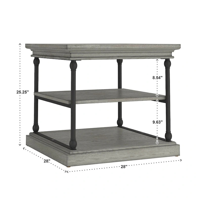 Table d'appoint Cornice Accent avec rangement – Table d'appoint rustique en bois