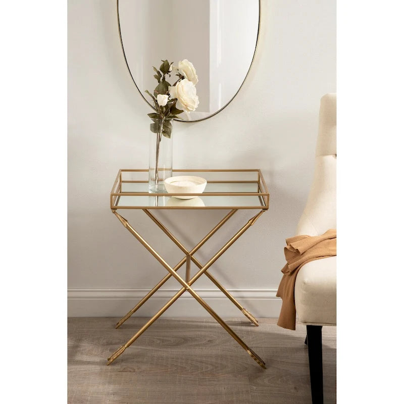 Table d'appoint en métal – Table d'appoint géométrique moderne 21x14x26