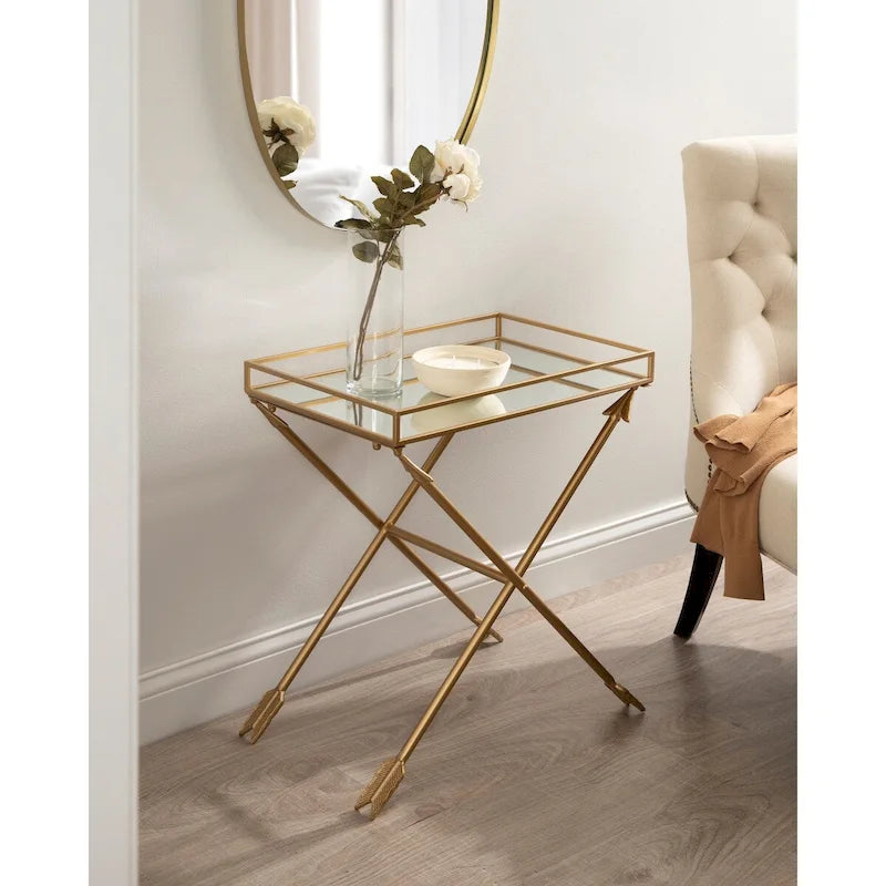 Table d'appoint en métal – Table d'appoint géométrique moderne 21x14x26