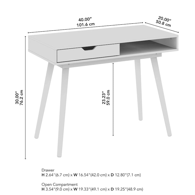 Bureau informatique de 101,6 cm avec rangement – Bureau pour la maison