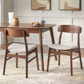 Buylateral Set of 2 Wave Solid Rubberwood Dining Chairs