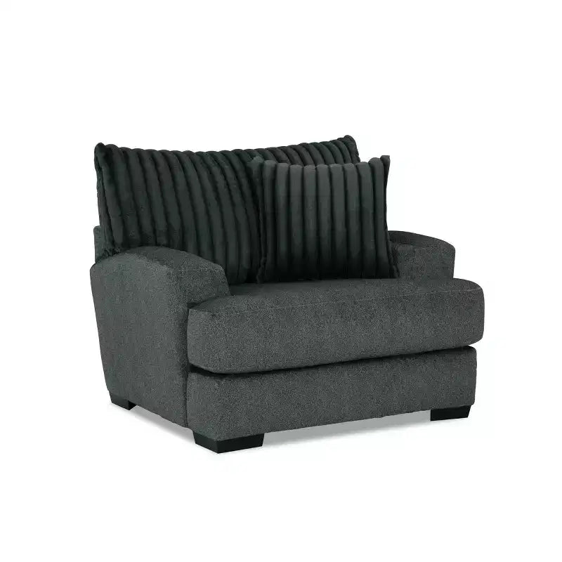 HOMES: Inside + Out Fauteuil d'appoint Telven, revêtement chenille, capitonnage cannelé avec oreiller