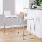 Lot de 2 tabourets de bar LumiSource Mason Mara 76 cm, acier inoxydable, noyer, cuir PU
