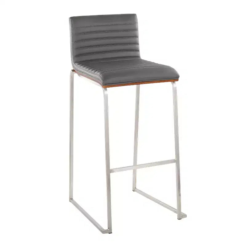 Lot de 2 tabourets de bar LumiSource Mason Mara 76 cm, acier inoxydable, noyer, cuir PU
