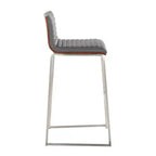 Lot de 2 tabourets de bar LumiSource Mason Mara 76 cm, acier inoxydable, noyer, cuir PU