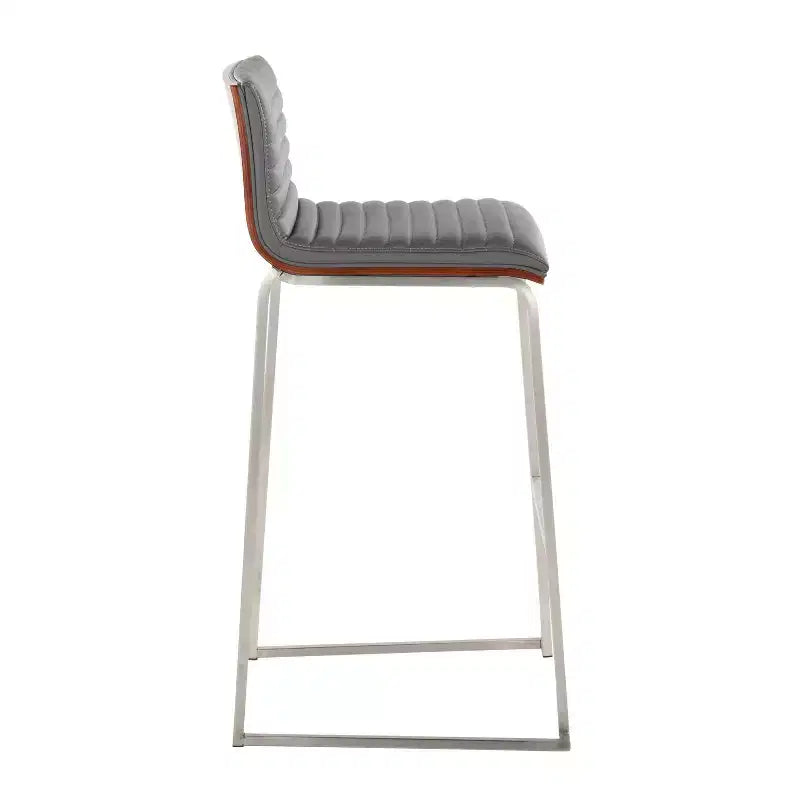 Lot de 2 tabourets de bar LumiSource Mason Mara 76 cm, acier inoxydable, noyer, cuir PU