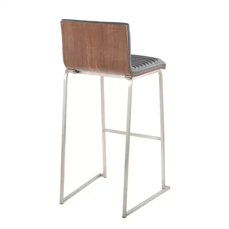 Lot de 2 tabourets de bar LumiSource Mason Mara 76 cm, acier inoxydable, noyer, cuir PU