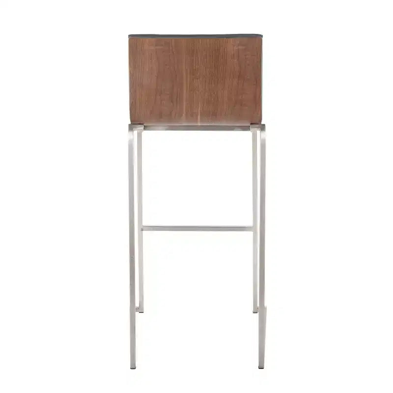Lot de 2 tabourets de bar LumiSource Mason Mara 76 cm, acier inoxydable, noyer, cuir PU