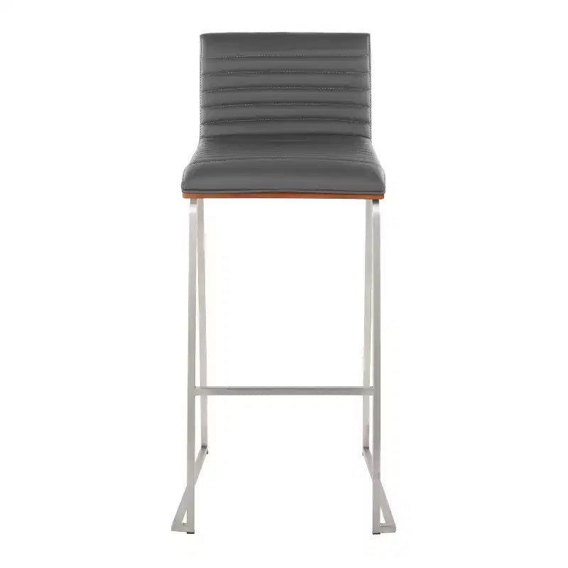 Lot de 2 tabourets de bar LumiSource Mason Mara 76 cm, acier inoxydable, noyer, cuir PU