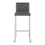 Lot de 2 tabourets de bar LumiSource Mason Mara 76 cm, acier inoxydable, noyer, cuir PU