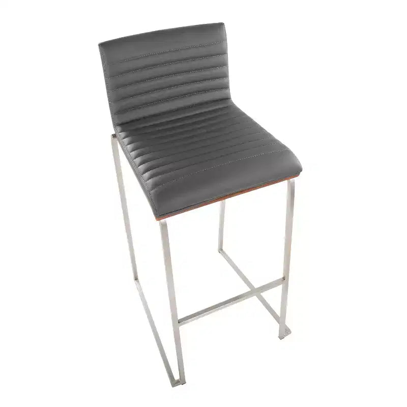 Lot de 2 tabourets de bar LumiSource Mason Mara 76 cm, acier inoxydable, noyer, cuir PU
