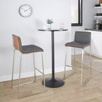 Lot de 2 tabourets de bar LumiSource Mason Mara 76 cm, acier inoxydable, noyer, cuir PU