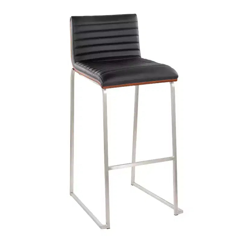 Lot de 2 tabourets de bar LumiSource Mason Mara 76 cm, acier inoxydable, noyer, cuir PU