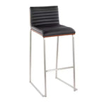 Lot de 2 tabourets de bar LumiSource Mason Mara 76 cm, acier inoxydable, noyer, cuir PU